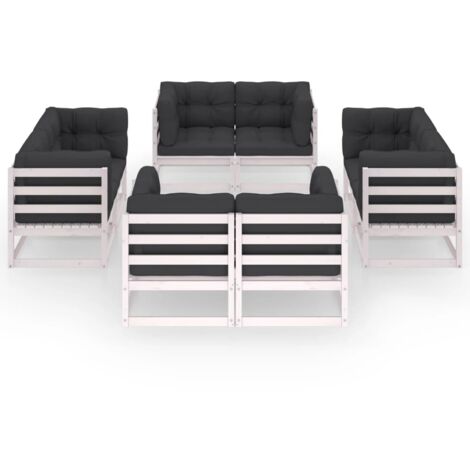 INLIFE Salon de jardin 8 pcs avec coussins Bois de pin massif (1/5)