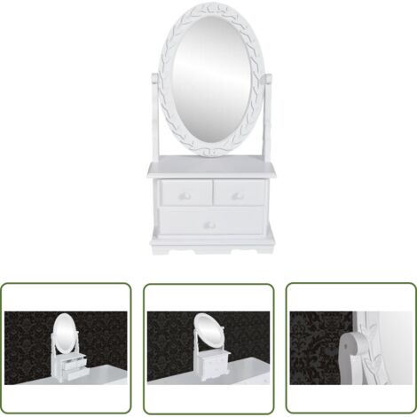 INLIFE Coiffeuse avec miroir pivotant ovale MDF (1/5)