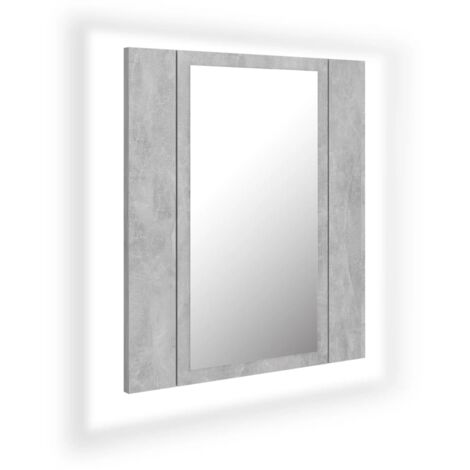 INLIFE Armoire de salle de bain à miroir à LED Gris béton 40x12x45 cm (1/5)