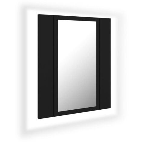 INLIFE Armoire de salle de bain à miroir à LED Noir 40x12x45 cm (1/4)