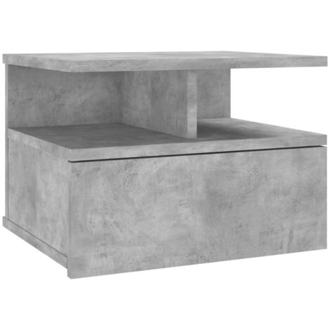 INLIFE Table de chevet flottante Gris béton 40x31x27 cm Aggloméré (1/5)