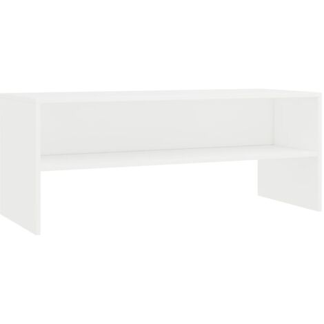 INLIFE Meuble TV Blanc 100 x 40 x 40 cm Aggloméré (1/5)