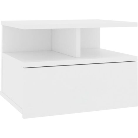 INLIFE Table de chevet flottante Blanc 40x31x27 cm Aggloméré (1/5)