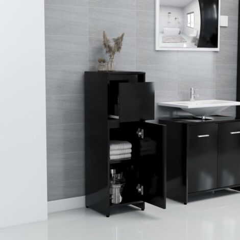 INLIFE Armoire de salle de bain Noir 30x30x95 cm Aggloméré