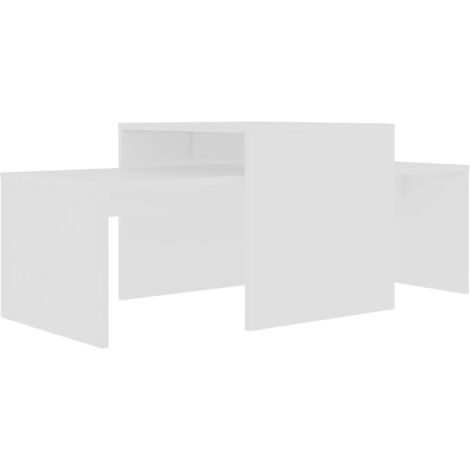 INLIFE Ensemble de tables basses Blanc 100x48x40 cm Aggloméré (1/5)