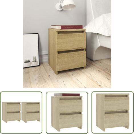 INLIFE Tables de chevet 2 pcs Chêne sonoma 30 x 30 x 40 cm Aggloméré (1/5)