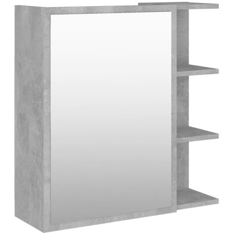 INLIFE Armoire à miroir de bain Gris béton 62,5x20,5x64cm Aggloméré (1/5)