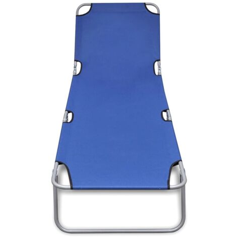 INLIFE Chaise longue pliable Acier enduit de poudre Bleu (1/5)