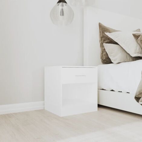 INLIFE Table de chevet 2 pcs avec tiroir Blanc (1/5)