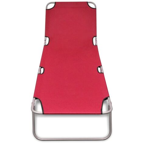 INLIFE Chaise longue pliable Acier enduit de poudre Rouge (1/5)