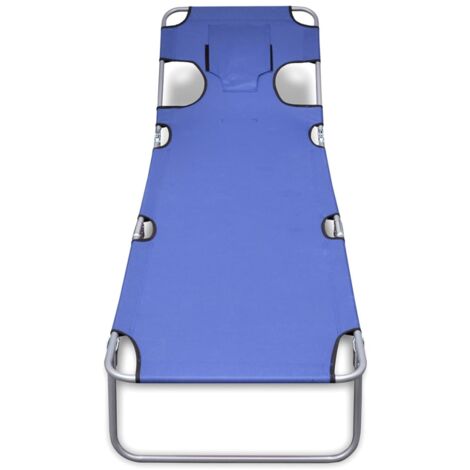 INLIFE Chaise longue avec coussin de tête Acier enduit de poudre Bleu (1/5)