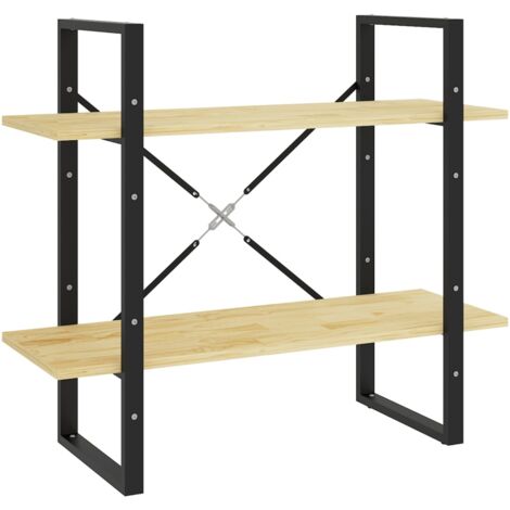 INLIFE Bibliothèque à 2 niveaux 80x30x70 cm Bois de pin massif (1/5)