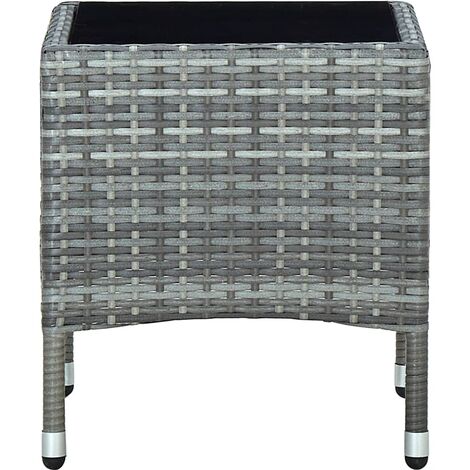 INLIFE Table de jardin Gris 40x40x45 cm Résine tressée (1/5)