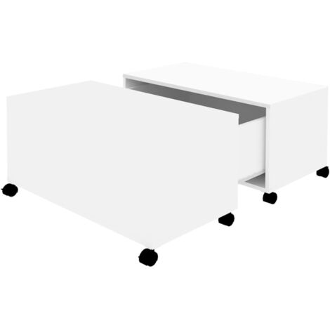 INLIFE Table basse Blanc 75x75x38 cm Aggloméré (1/5)