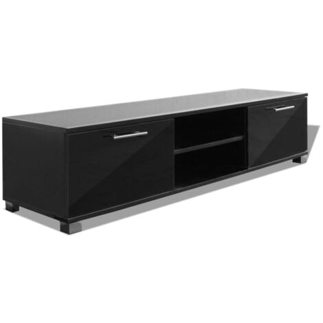 INLIFE Meuble TV Noir brillant 120 x 40,3 x 34,7 cm (1/5)