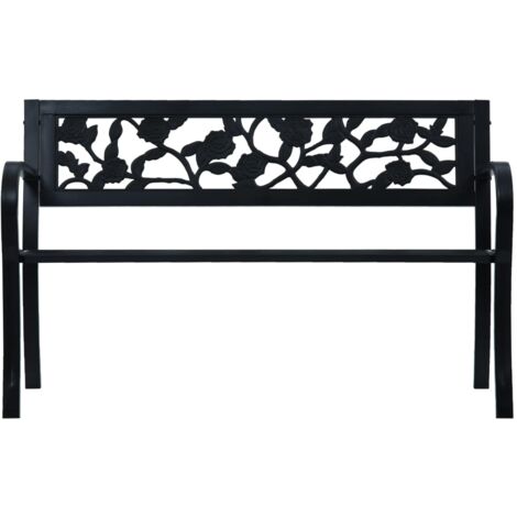 INLIFE Banc de jardin 125 cm Noir Acier (1/5)