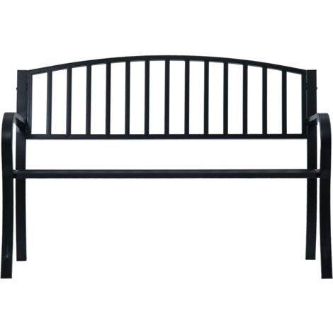 INLIFE Banc de jardin 125 cm Noir Acier (1/5)
