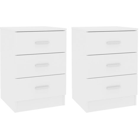 INLIFE Tables de chevet 2 pcs Blanc 38 x 35 x 56 cm Aggloméré (1/5)