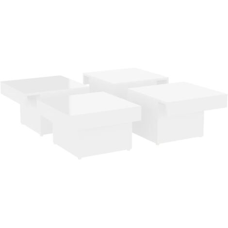 INLIFE Table basse Blanc brillant 90x90x28 cm Aggloméré