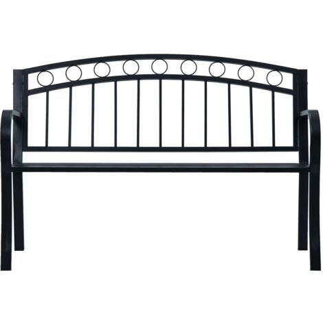 INLIFE Banc de jardin 125 cm Noir Acier (1/5)