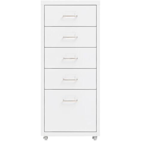 INLIFE Classeur mobile Blanc 28x41x69 cm Métal (1/5)