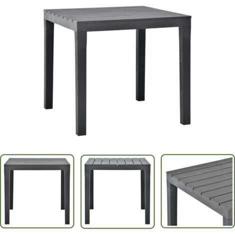 INLIFE Table de jardin Anthracite 78x78x72 cm Plastique