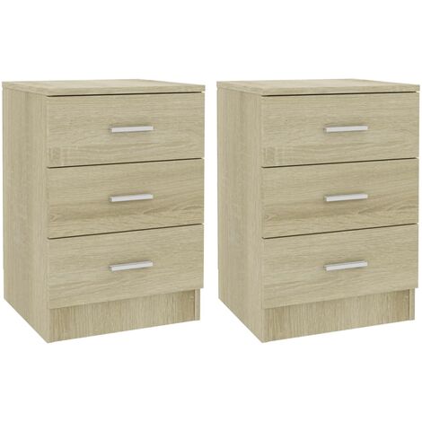 INLIFE Tables de chevet 2 pcs Chêne Sonoma 38 x 35 x 56 cm Aggloméré (1/5)