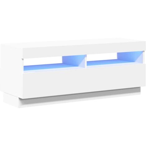 INLIFE Meuble TV avec lumières LED Blanc 100x35x40 cm (1/5)