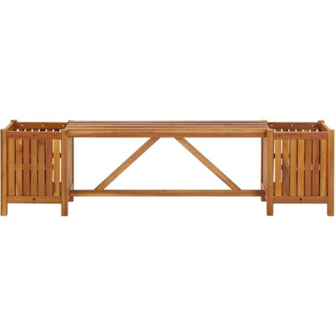 INLIFE Banc de jardin avec 2 jardinières 150x30x40 cm Bois d'acacia (1/5)