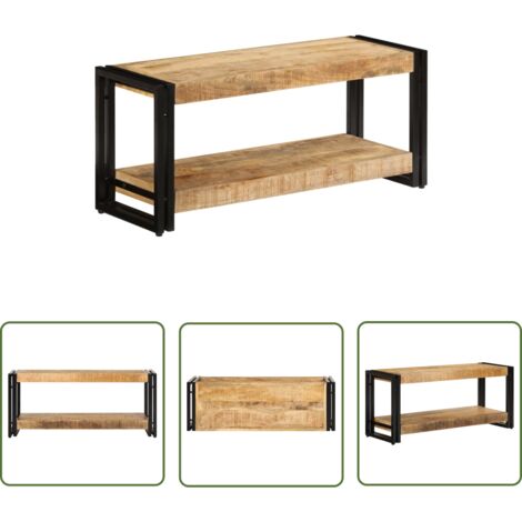 INLIFE Meuble TV 90 x 30 x 40 cm Bois de manguier massif (1/5)