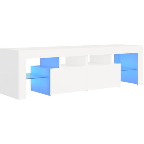 INLIFE Meuble TV avec lumières LED Blanc 140x35x40 cm (1/5)