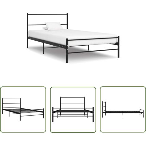 Cadre de lit sans matelas noir métal 90x200 cm (1/5)