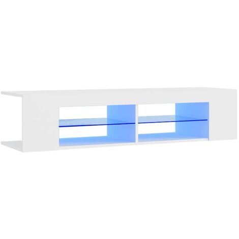 INLIFE Meuble TV avec lumières LED Blanc 135x39x30 cm (1/5)