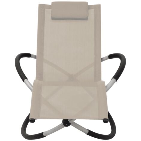 INLIFE Chaise longue géométrique d'extérieur Acier Crème (1/5)