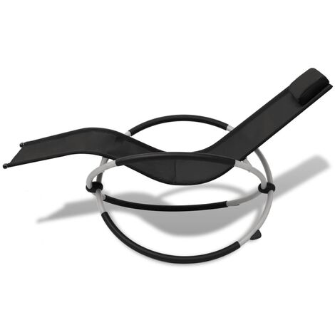 INLIFE Chaise longue géométrique d'extérieur Acier Noir et gris (1/5)