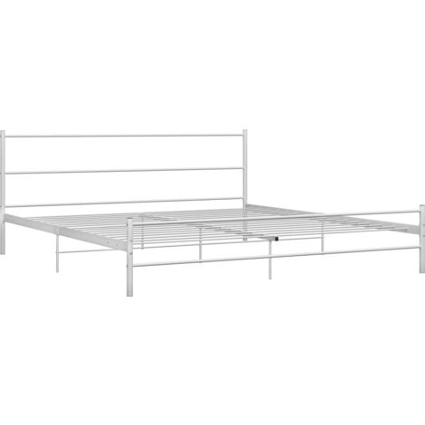 INLIFE Cadre de lit Blanc Métal 160 x 200 cm (1/5)