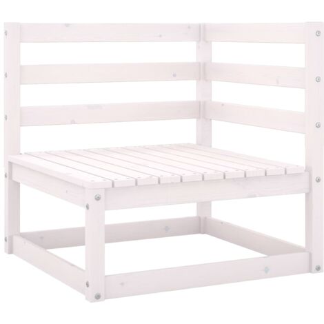 INLIFE Salon de jardin 2 pcs avec coussins Blanc Bois de pin massif (1/5)