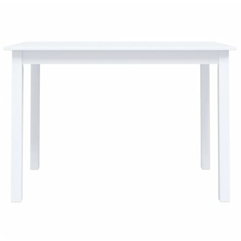 INLIFE Table de salle à manger Blanc 114x71x75 cm Bois d'hévéa massif (1/5)