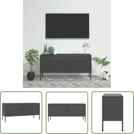 The Living Store Meuble TV Anthracite 105x35x50 cm Acier - Meubles Tv - Meuble Tv - Support Tv - Unité Tv - Meuble Salle Séjour (1/5)