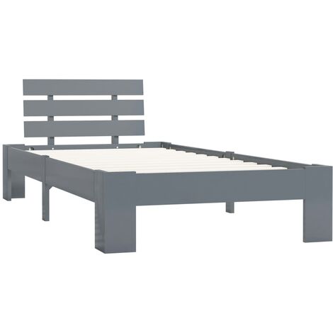 INLIFE Cadre de lit Gris Bois de pin massif 90 x 200 cm (1/5)