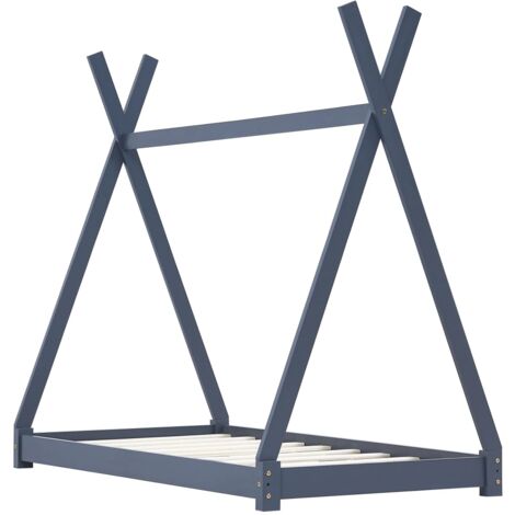 INLIFE Cadre de lit d'enfant Gris  Bois de pin massif 90 x 200 cm (1/5)