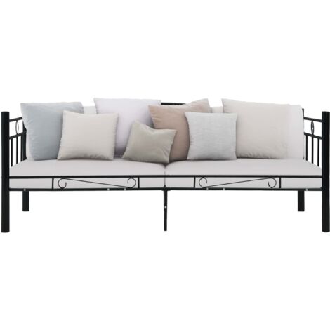 INLIFE Cadre de lit de repos Noir Métal 90 x 200 cm (1/5)