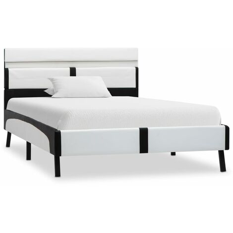 INLIFE Cadre de lit avec LED Blanc et noir Similicuir 90 x 200 cm (1/5)
