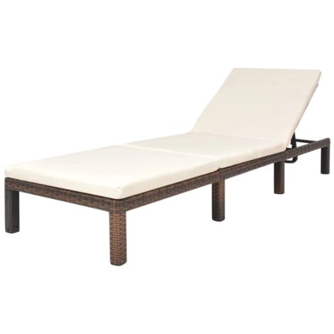 INLIFE Chaise longue avec coussin Résine tressée Marron (1/5)