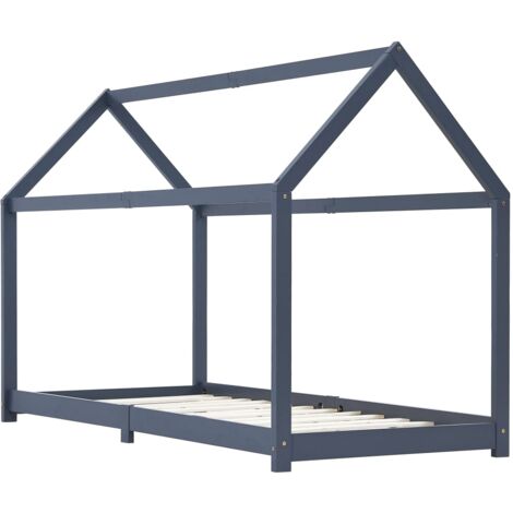 INLIFE Cadre de lit d'enfant Gris Bois de pin massif 90 x 200 cm (1/5)