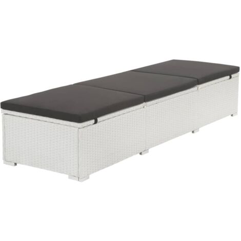 INLIFE Chaise longue avec coussin Résine tressée Blanc (1/5)
