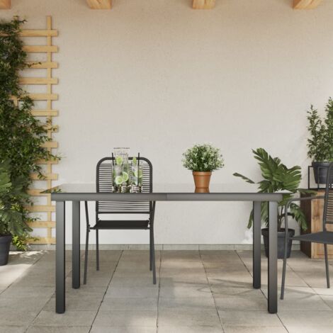INLIFE Table de jardin Noir 150 x 90 x 74 cm Aluminium et verre (1/3)