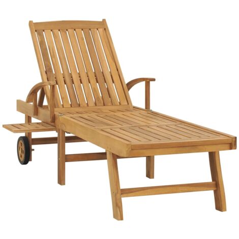 INLIFE Chaise longue Bois de teck solide (1/5)
