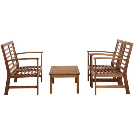 INLIFE Salon de jardin 4 pcs Bois d'acacia solide (1/5)
