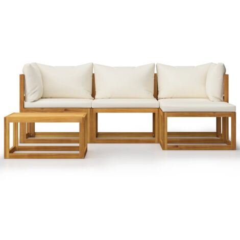 INLIFE Salon de jardin 5 pcs avec coussins Bois d'acacia solide (1/5)